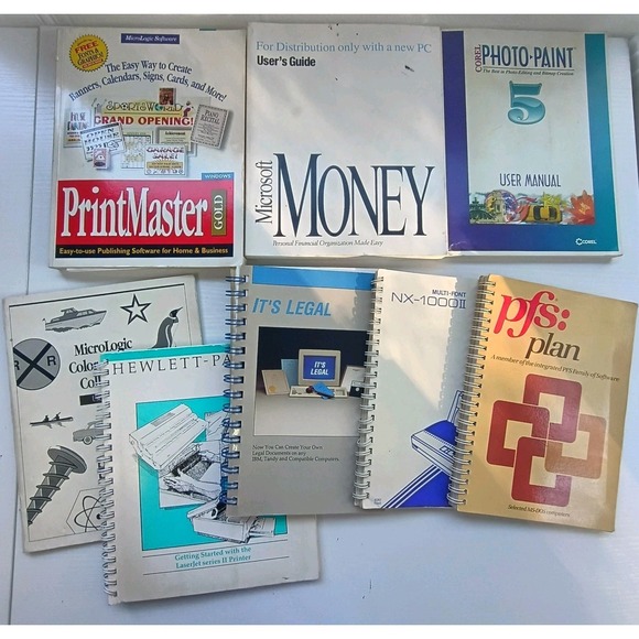 Microsoft Other - Lot Of 8 Vtg Computer Printer Software Books Clipart Microsoft Printmaster PFS
